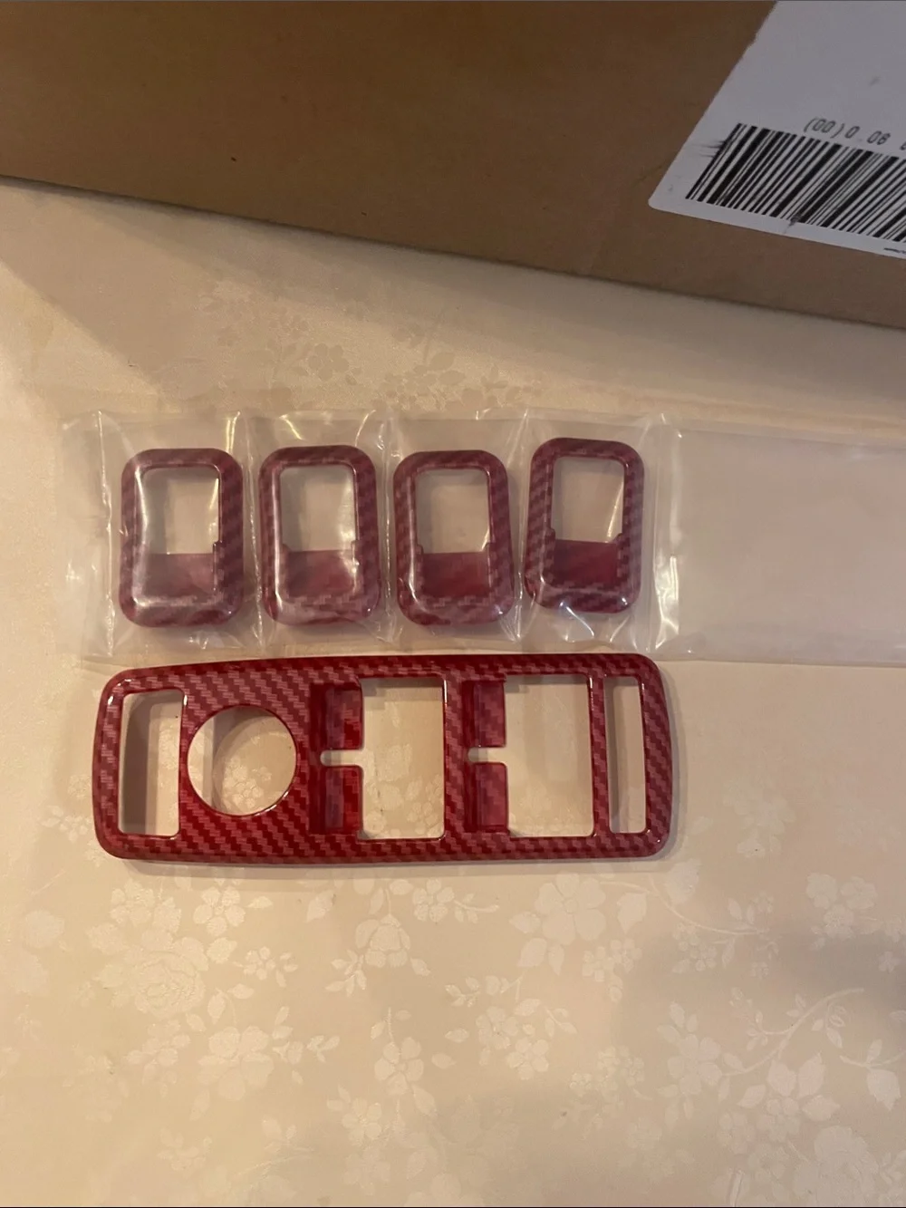Red Carbon Fiber Style Car Switch Panel Trim and Cover Kit